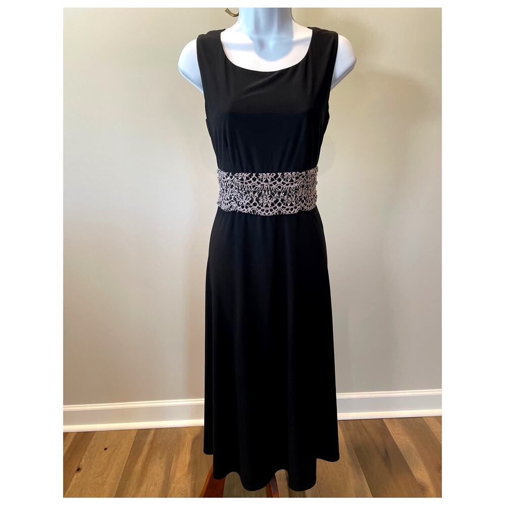 Jessica Howard Black Sleeveless Dress Size 8 Lace Waist Sequin Detail